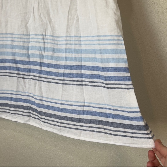 J. Jill White Linen Blend Tunic with Blue Stripes - Picture 5 of 11